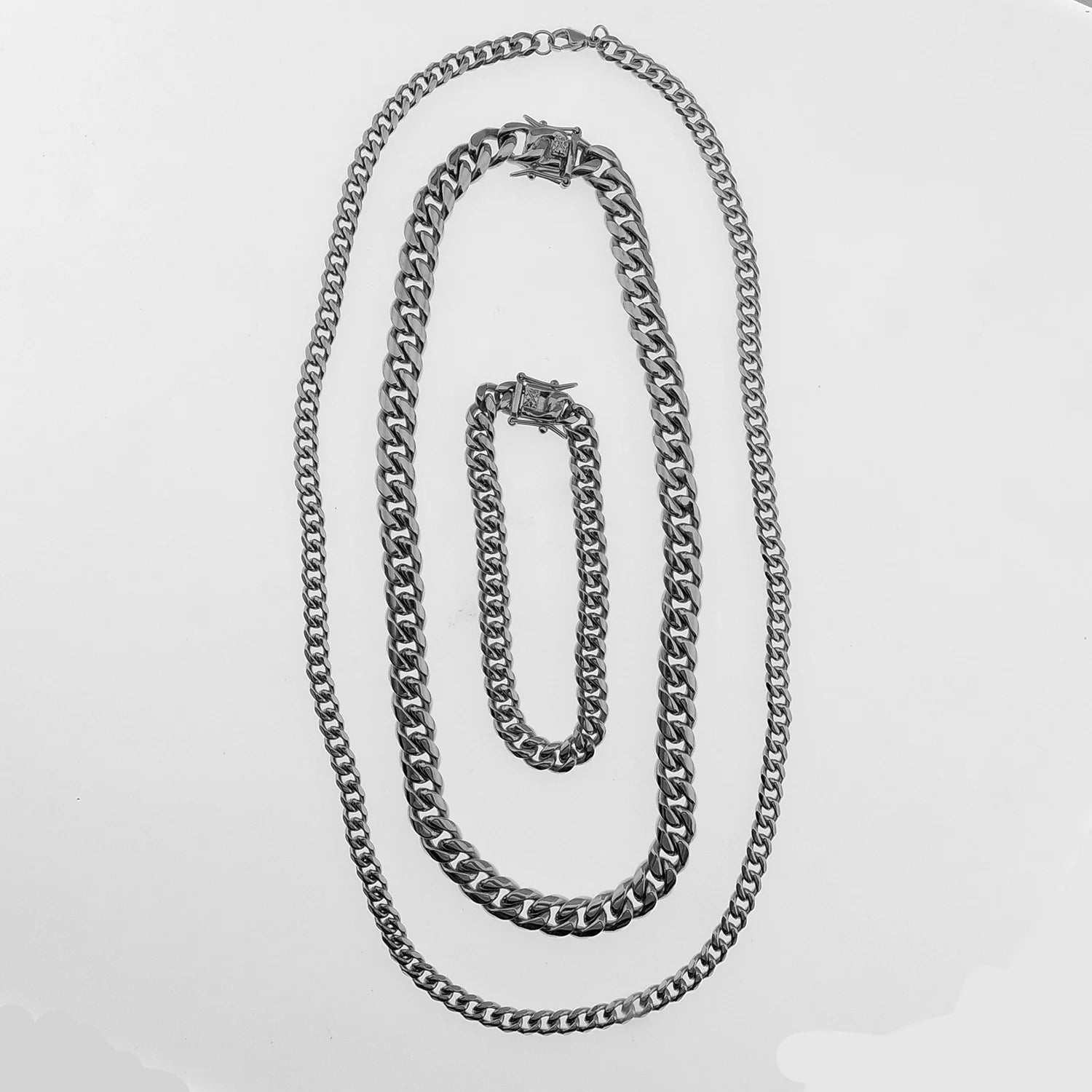 Cuban Link Chain Necklace Gold Stainless Steel Hip Hop Men Women
